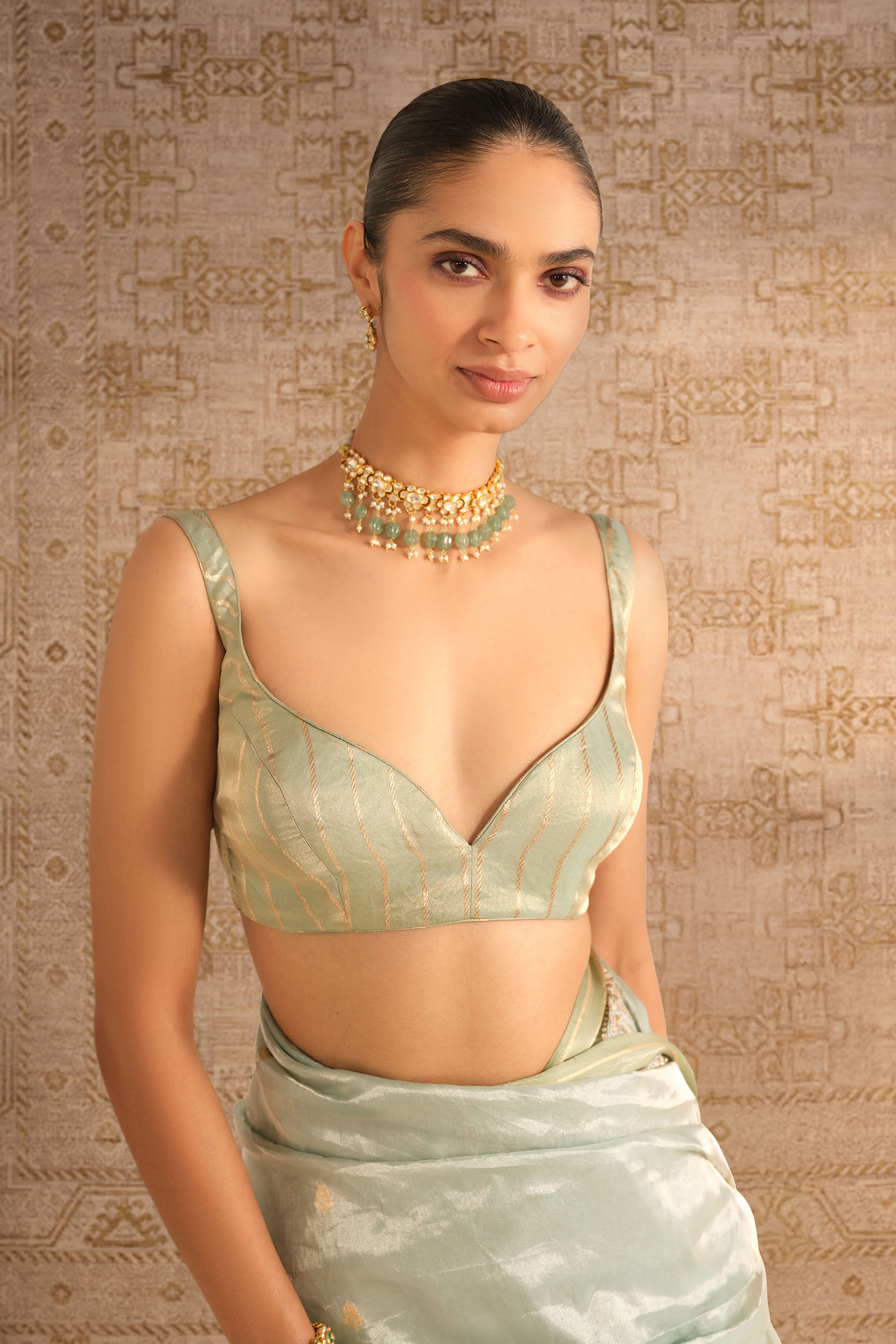 Asvitha Handwoven Benarasi Silk Saree - Sage, Sage Green, image 6